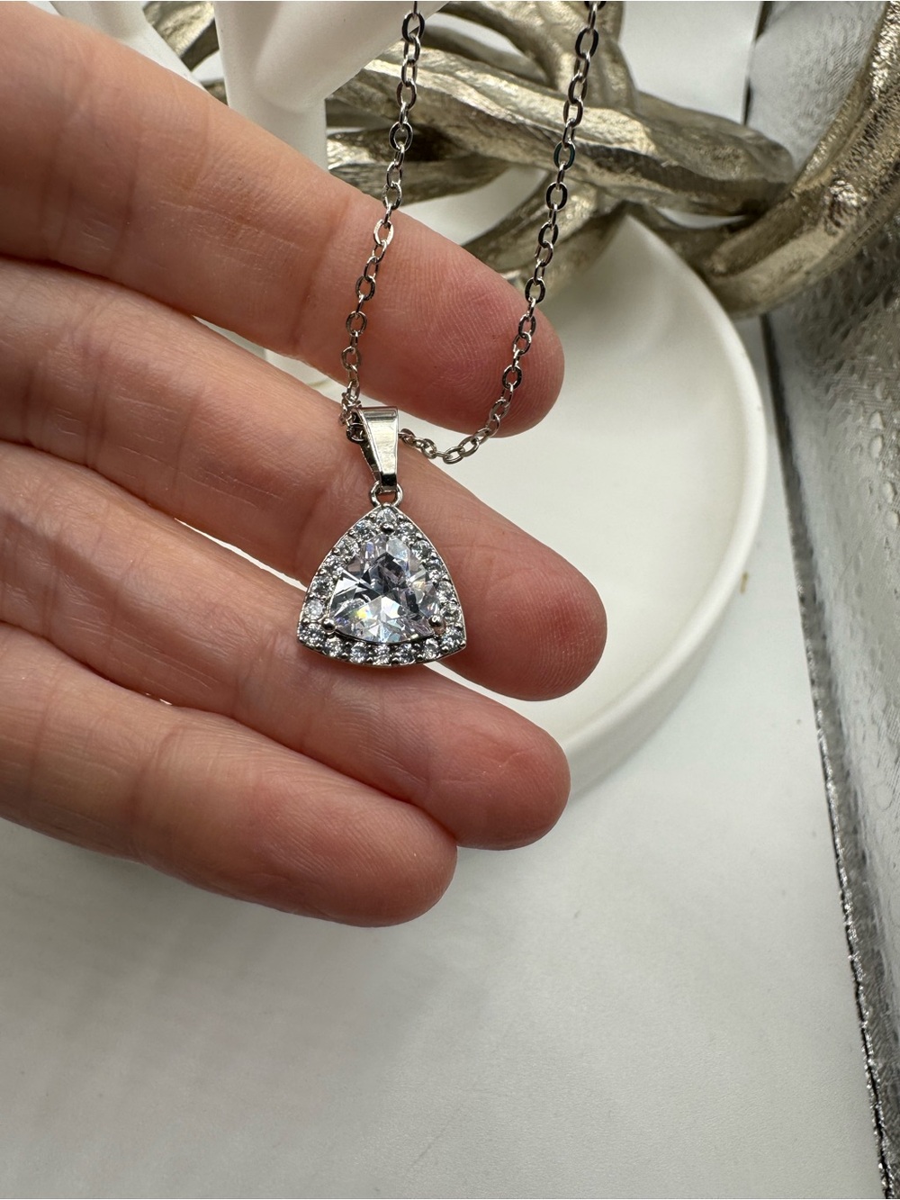 Sterling Silver and Cubic‎ Zirconia Necklace NEW